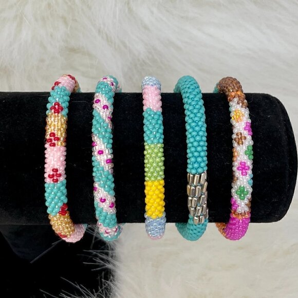 HAND CRAFTED in Nepal Beaded Bracelets (set of 5) #1003 - Picture 3 of 6